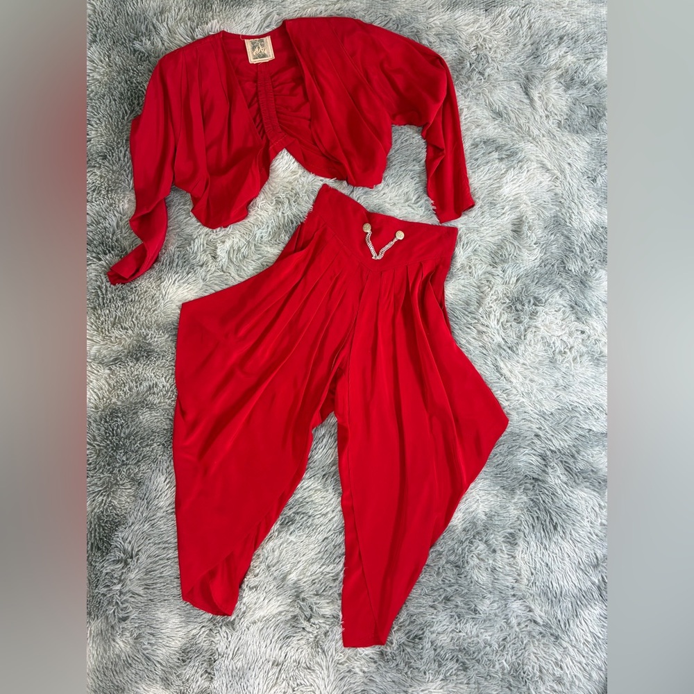 Vintage 80s/90s Red MC Hammer Harem Pants & Cropped Bolero Jacket